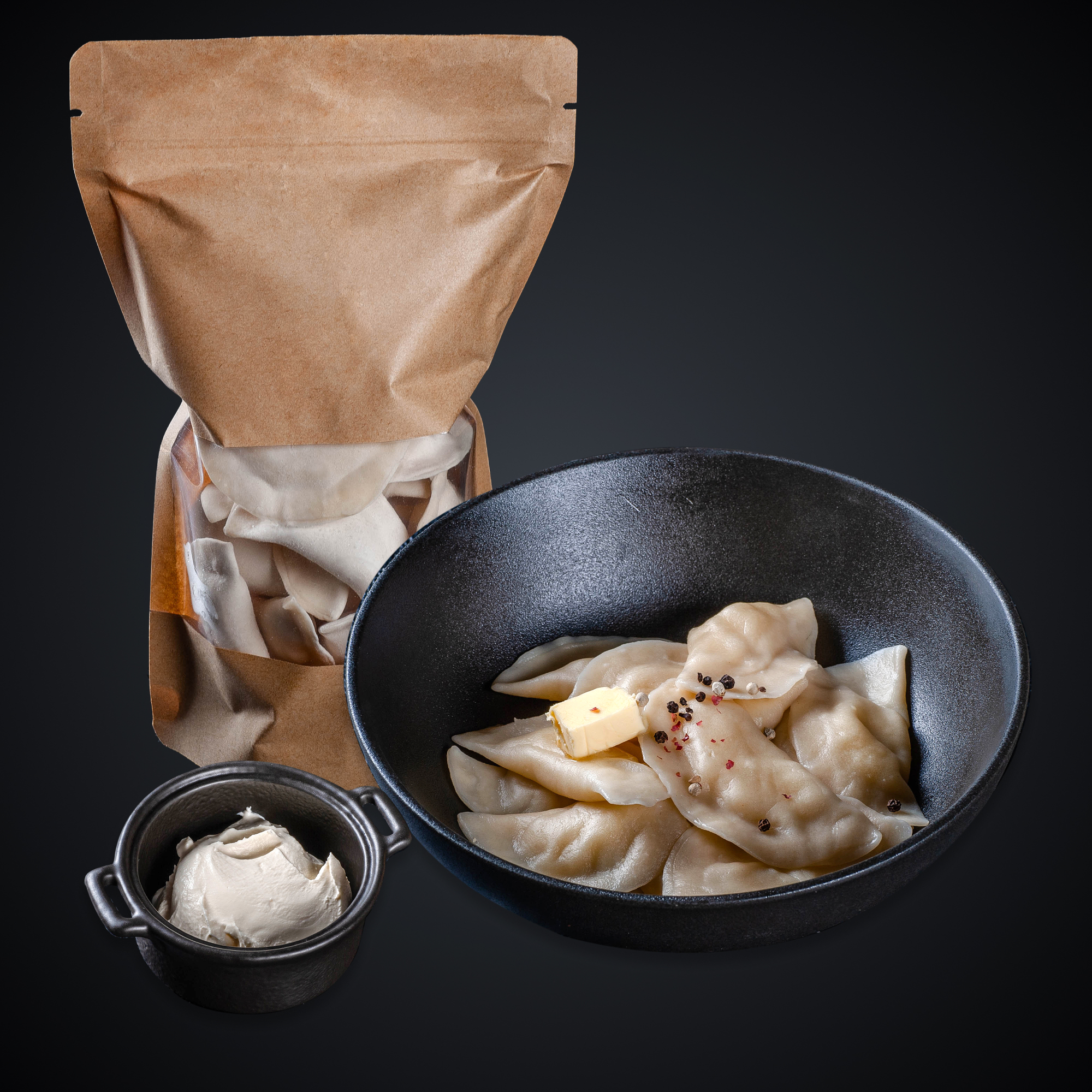 Вареники с мятой картошкой и жареным луком